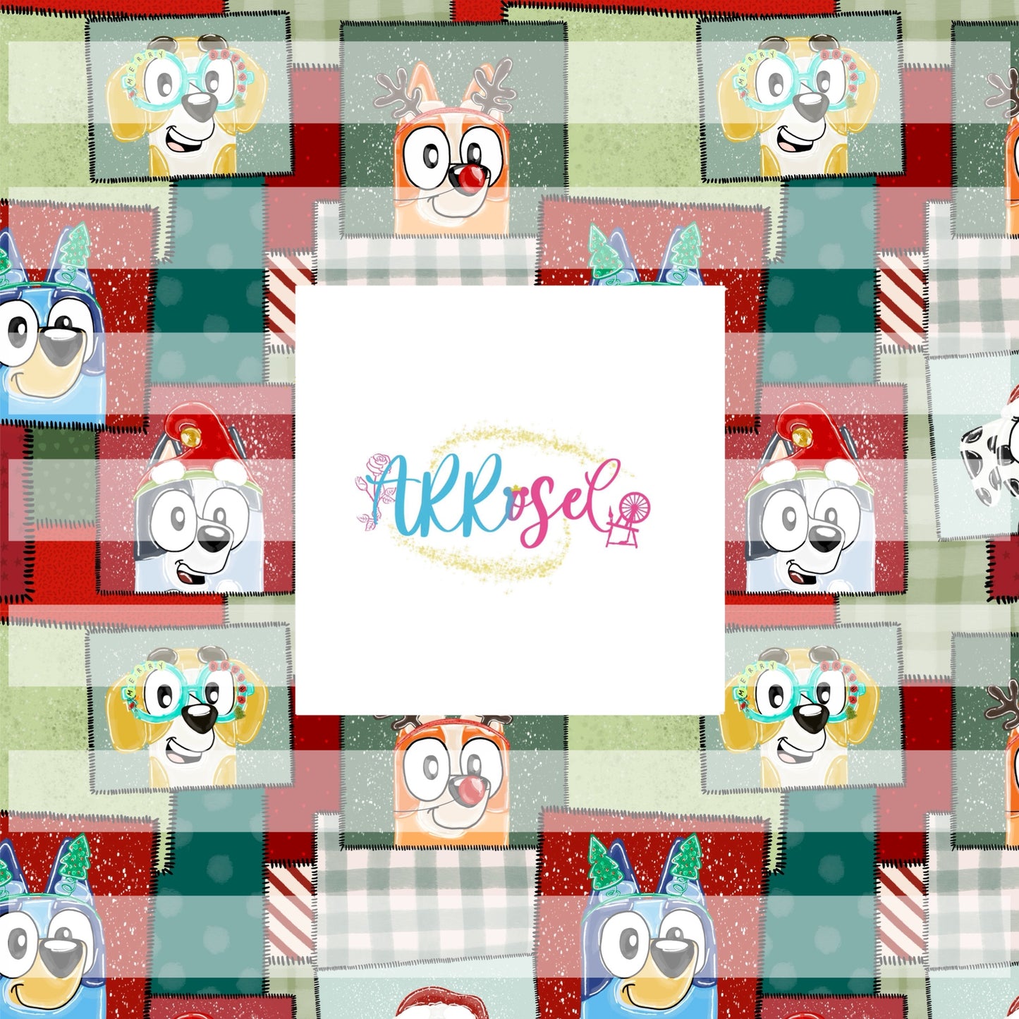 Blue Dog Christmas Patchwork