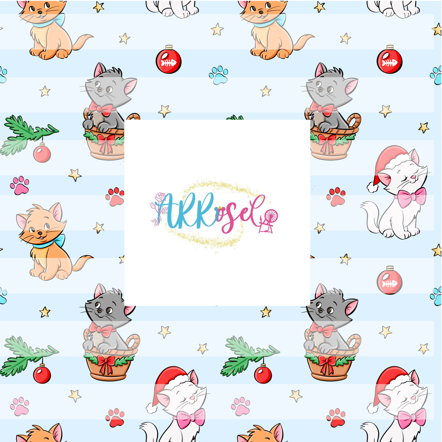 Cat Christmas Blue