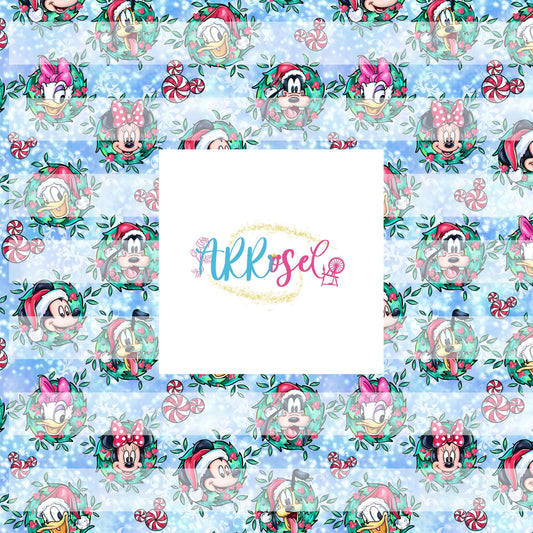 Mic and Friends Christmas Wreaths - blue
