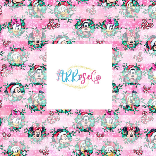 Mic and Friends Christmas Wreaths - pink